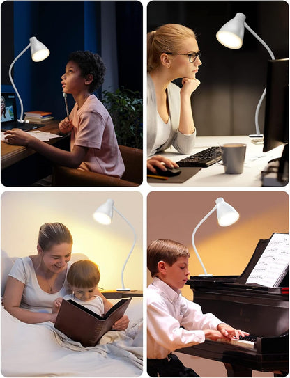 BOHON Desk Lamp 5 Color Modes 10 Brightness Dimmer Reading Light Black | 10W 38 LED Clamp Lamp with Auto Off Timer 360° Flexible Neck Clip on Light for Bed Bedside, AC Adapter Include