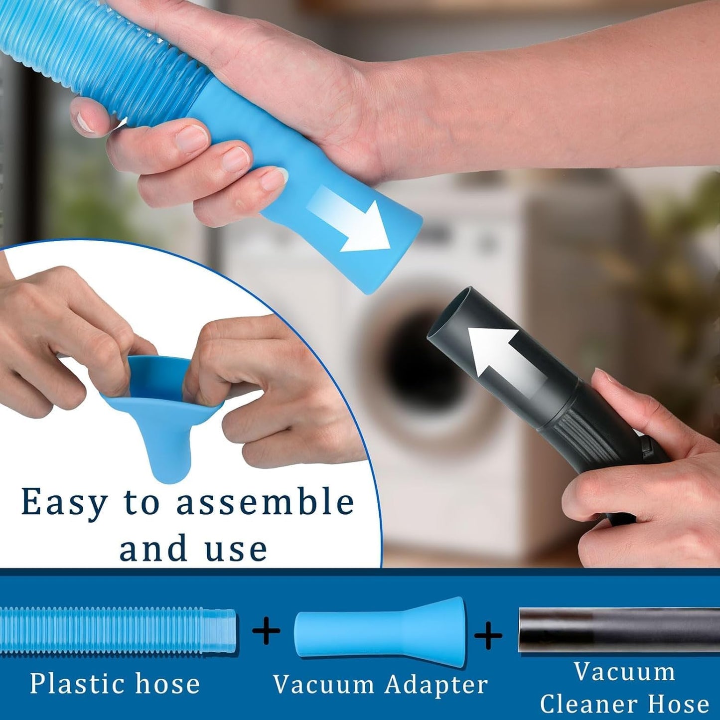 4 Pieces Dryer Vent Cleaner Kit with Dryer Vacuum Hose Attachment | Fits dryer vents and lint traps, universal lint attachments effortlessly clear lint and dust clogged inside ducts