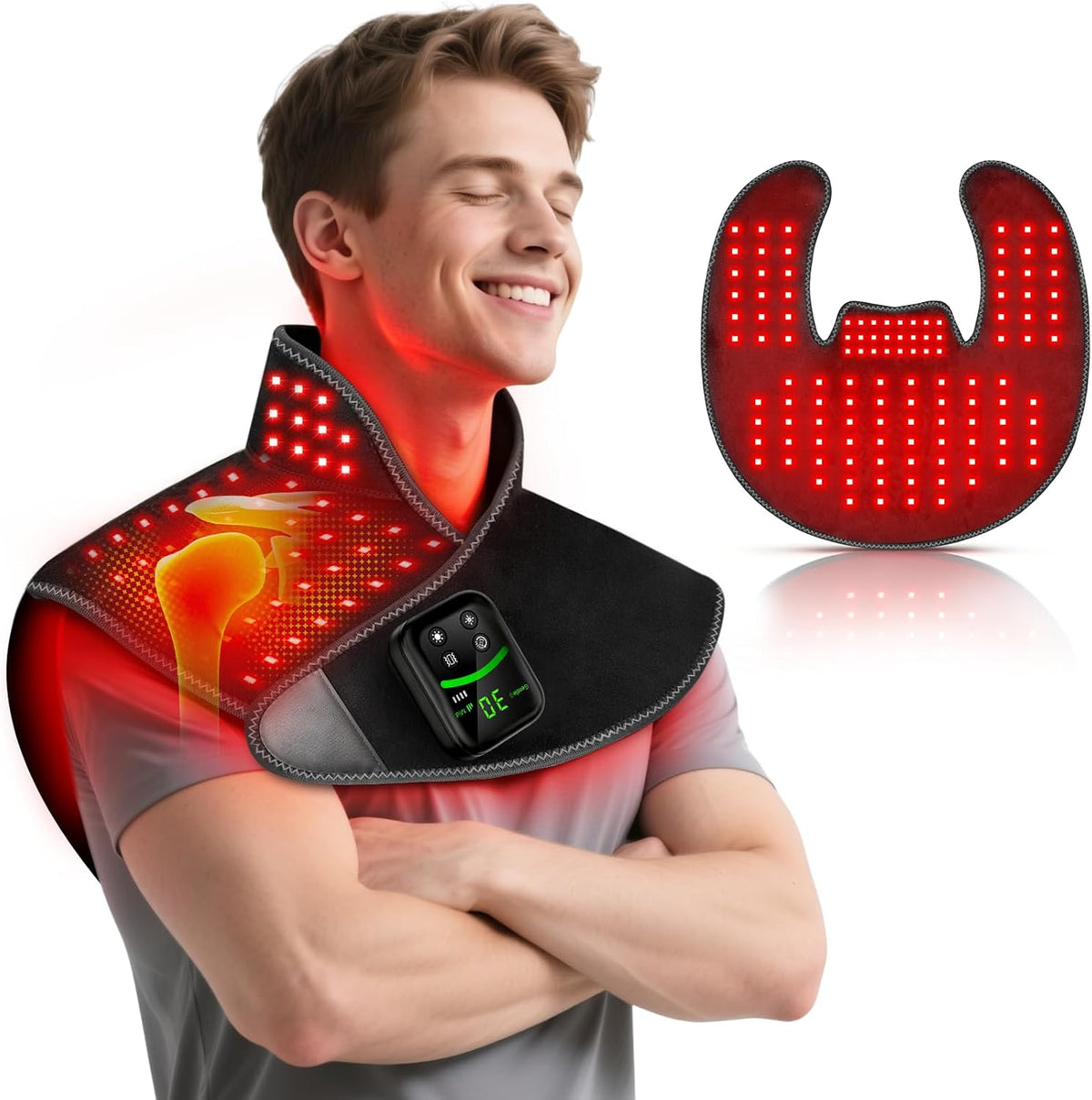 Red Light Therapy for Neck Shoulder 118 LEDs with Warmth & Vibration