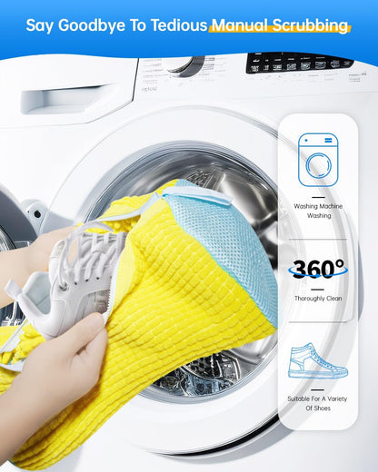 Shoe Washing Machine Bag & Shoe Washing Bag Reusable for Sneaker Laundry | Sneaker Washing Machine Bag & Shoe Laundry Bag, Chenille Microfiber 360 Cleaning, Reusable Hook Dryer, 1 Pack