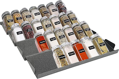 Spice Drawer Organizer for Kitchen, Adjustable Expandable Spice Rack Tray Insert 4 Tiers for Cabinet Drawer, 12.8" Wide x 17.5" Deep
