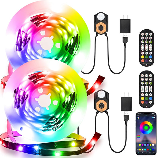 Motion Sensor LED Light Strip 19.68ft 3M* Under Bed Lights |3 Modes |Music Sync |Timer | RGB Color Changing |Remote & App Control |Dimmable Motion Activated LED Night Light for Bedroom Cabinet