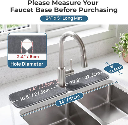 PoYang 4 Pack Faucet Mat for Kitchen Sink Splash Guard, Long 24x5 Inch