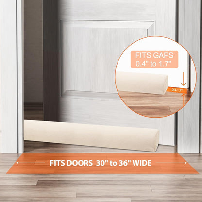 GDHOMM Door Draft Stopper for Bottom of Door, Adjustable Door Sweep Door Draft Blocker Door Gap Filler, Energy Saving, Keeps Sound Draft Light Out - Fits 30” to 36” Door
