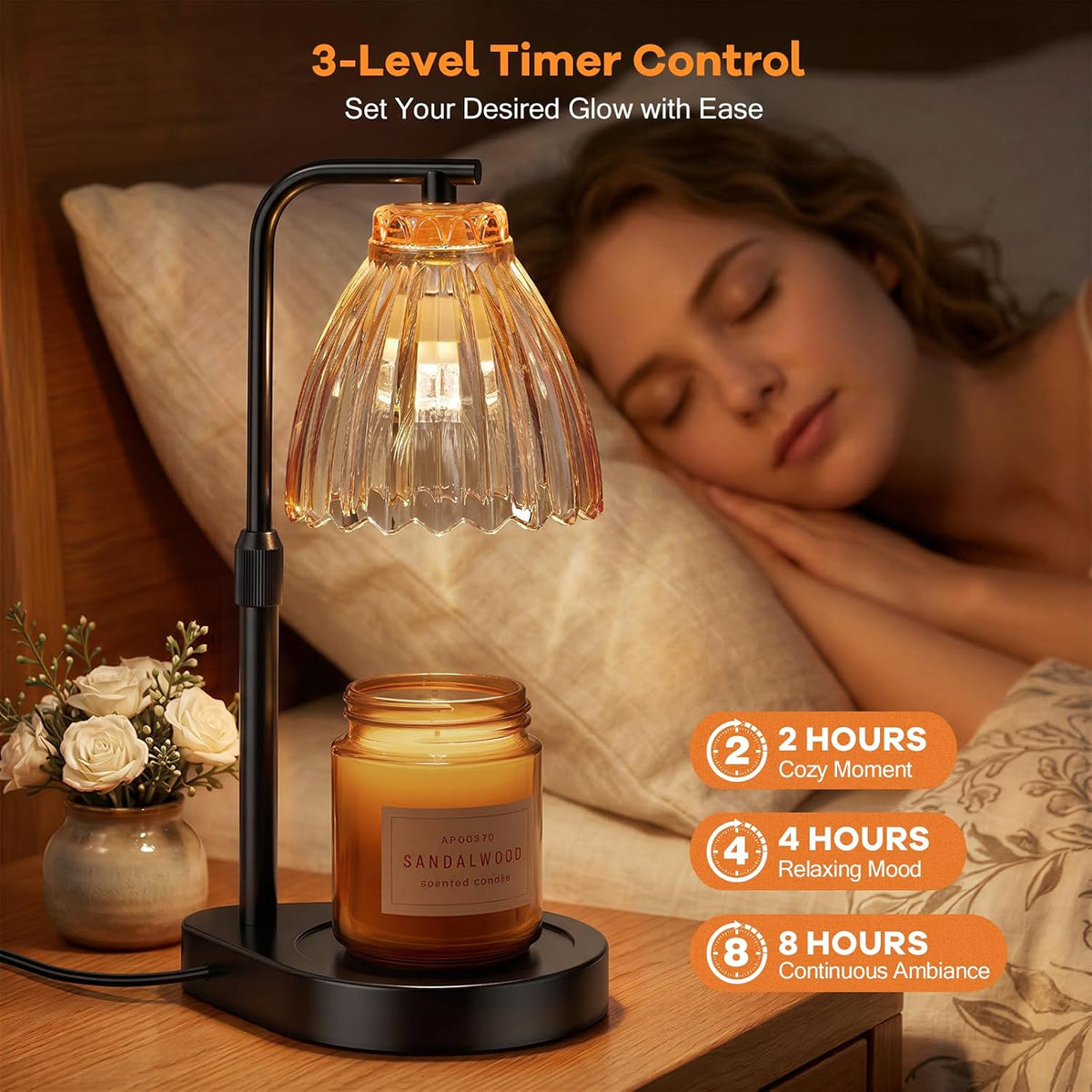 Gifts for Women, Candle Warmer Lamp with Adjustable Height, Timer & Dimmer, Birthday Gifts for Women, Elegant Gift Box & Greeting Card, Candle Lamp with 2 Bulbs for Home Decor/Bedroom/Office