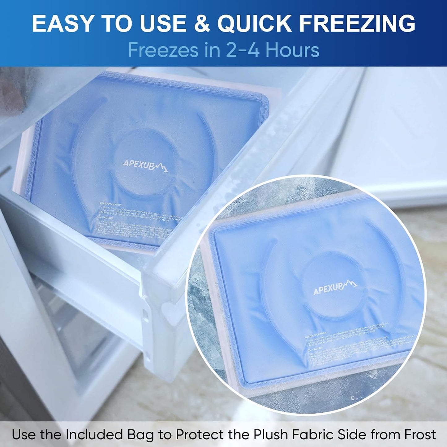 Gel Ice Packs for Injuries Reusable, Flexible Double Sided Cold Packs for Injuries, Ice Pack for Knee, Shoulder, Back, Hip, Leg, Arm (Blue, 8"x5.5", 1PK)