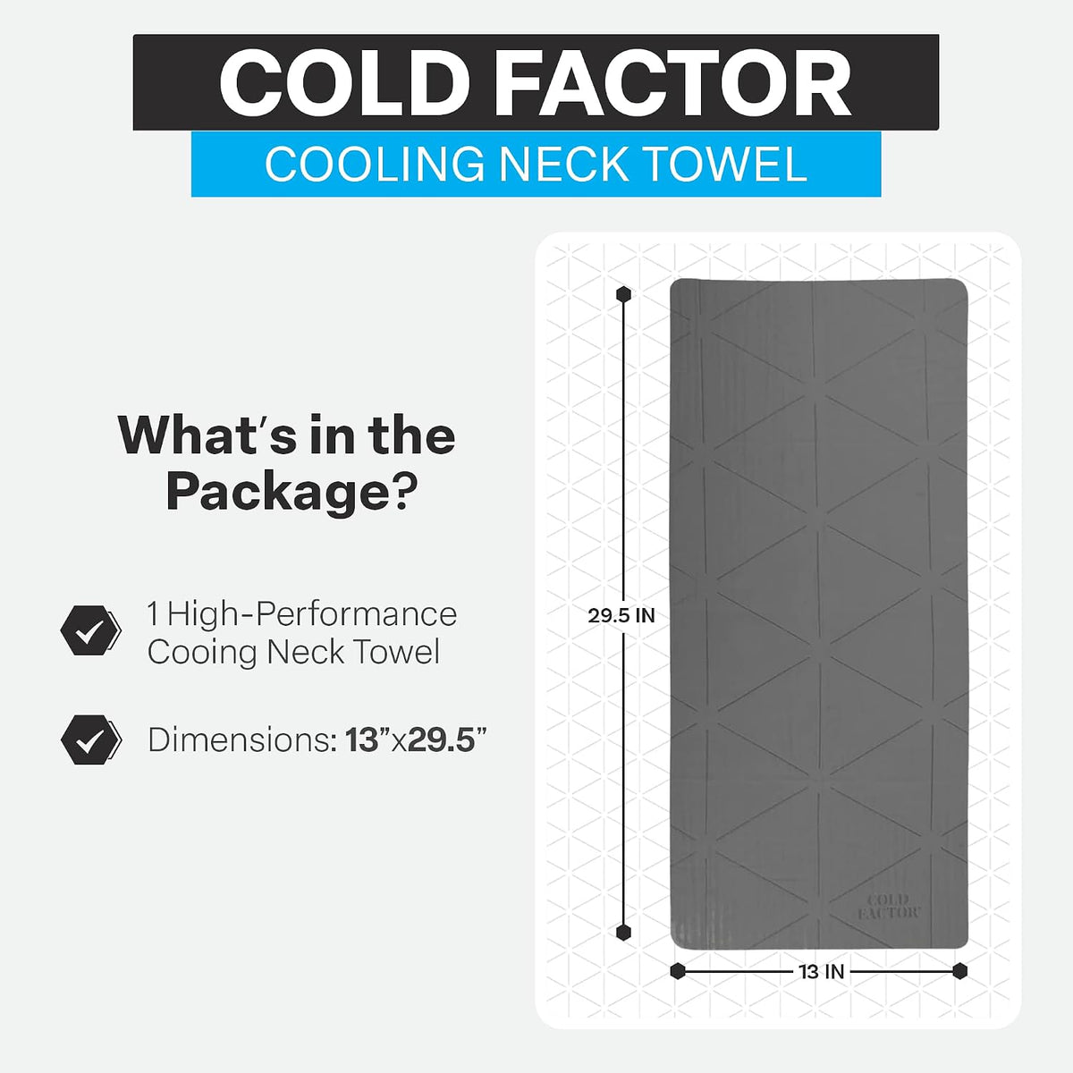 COLD FACTOR Instant PVA Cooling Towels, Cooling Neck Wraps, Blue, 3 Pack