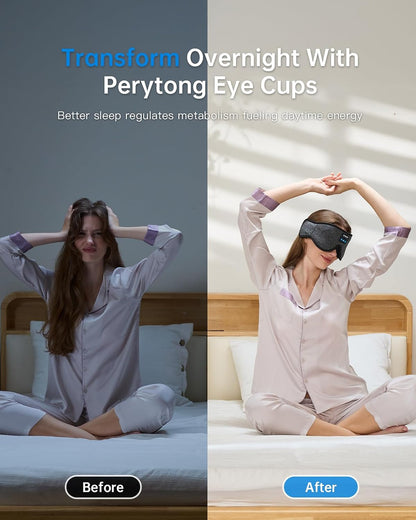 Perytong Sleep Mask with Bluetooth 5.4 Headphones, Wireless Music Sleep Eye Mask for Side Sleepers, 3D Contoured Comfort & Built-in HD Stereo Earphones, Blackout for Travel (Peach Pink)