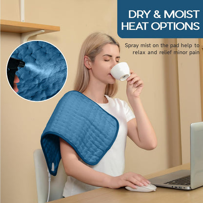 Heating Pad for Period Cramps, Heating Pad for Back/Neck/Shoulder Muscle Pain, 6 Heating&4 Timer Setting, Auto Shut Off, Dry/Moist Heat & Machine Washable, Gray Birthday Christmas Gifts for Women Mom
