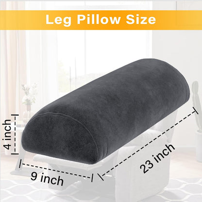 1 MIDDLE ONE Recliner Leg Rest Cushion with Strap, Memory Foam Under Knee Pillow for Back Sleeping and Foot Elevation, Half Moon Bolster Pillow for Chair, Head, Lumbar Support, 23x9x4in (Grey)