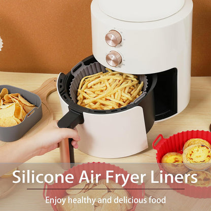 Silicone Air Fryer Liners Square,Pot 2Pcs 7.5inch Reusable Air Fryer Basket | Foopama Fit 3-6qt Reusable Non-Stick Silicone Liners Air Fryer Accessories for Air Fryer Inserts Oven Baking Tray Microwave