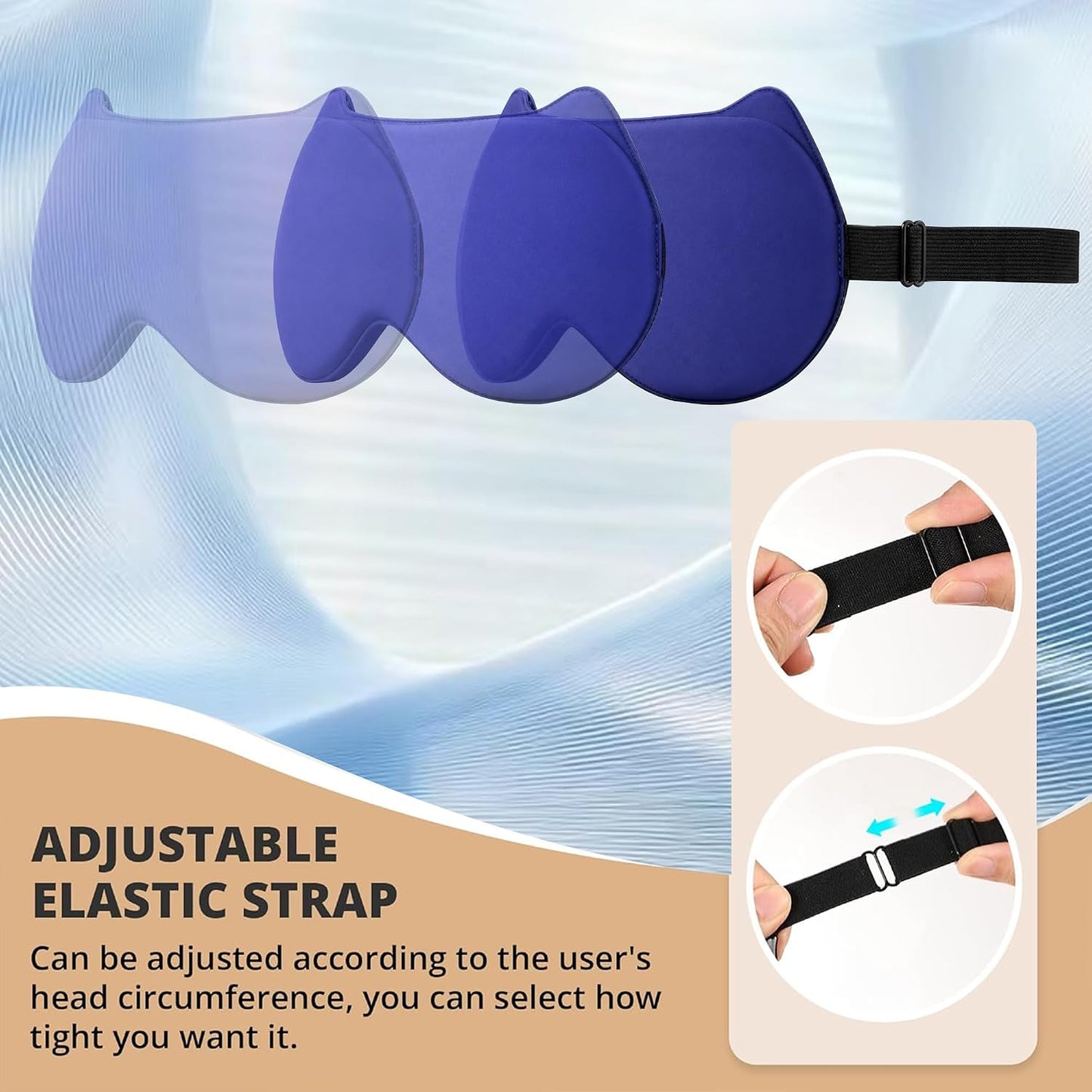3D Blackout Sleep Mask, Memory Foam Eye Cover for Travel | Zero pressure 3D contoured design with adjustable strap. Perfect for side sleepers, travel, and lash extensions.