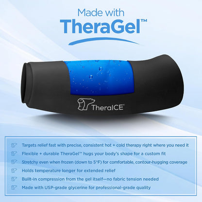 TheraICE Knee Ice Pack Wrap, Reusable Cold Compression Sleeve for Injuries | Flexible Gel Ice Pack, Cooling Knee Sleeve for Elbow, Ankle & Calf, Post-Surgery Recovery, ACL MCL Relief