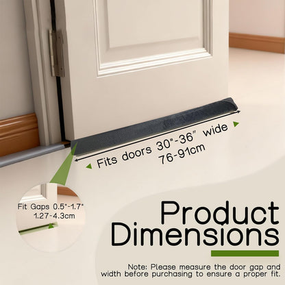Under Door Draft Stopper, Draft Stopper for Bottom of Door, Adjustable 30-36 Inch Door Draft Blocker, Under Door Gap Filler, Easy Install Door Seal, Helps Reduce Drafts, Noise and Heat Loss Black