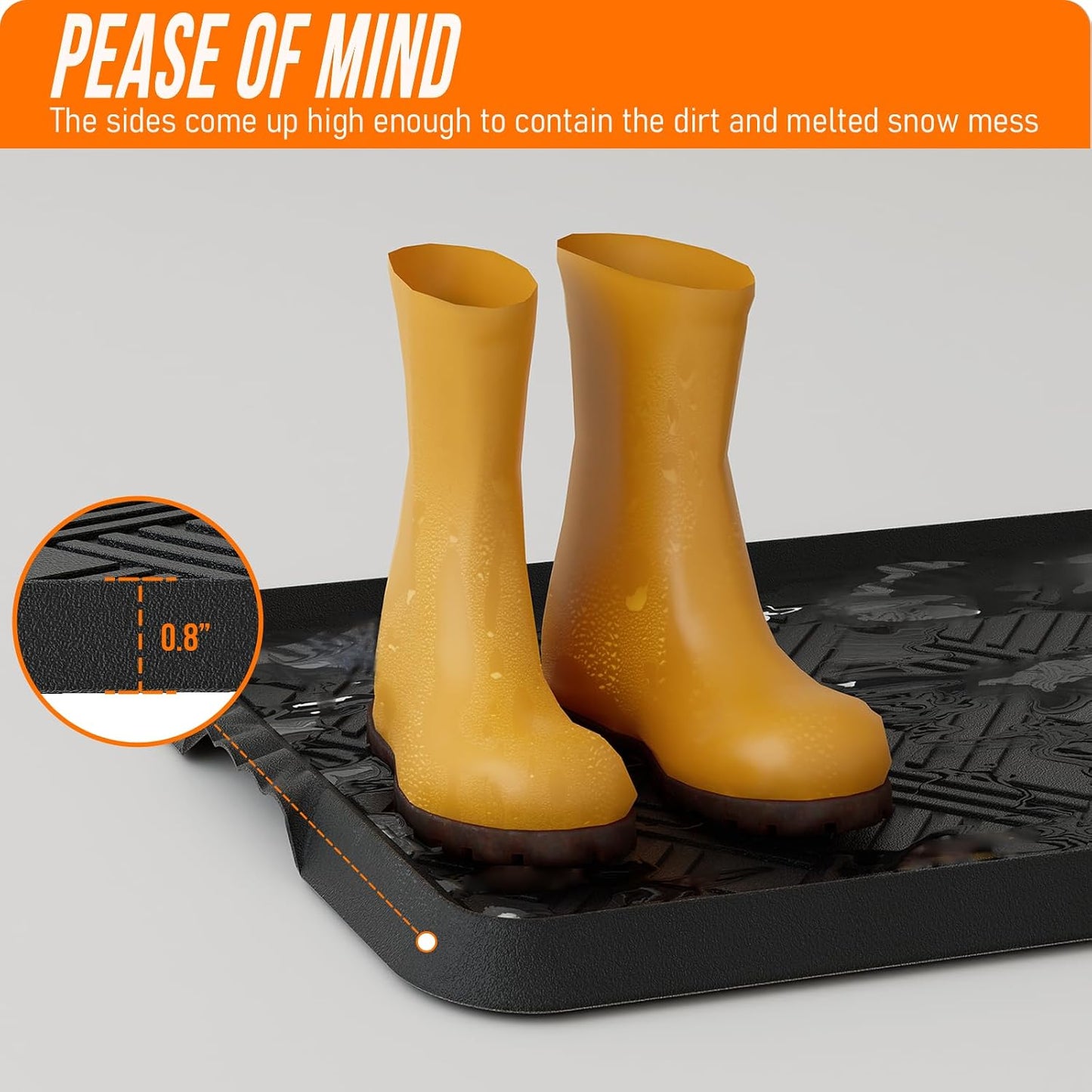 Rubber Boot Tray, Shoe Trays for Entryway, Versatile Boot Mat Tray with Raised Edge, 27.5"x16" Rubber Mat for Shoe Organizer Indoor/Outdoor Use