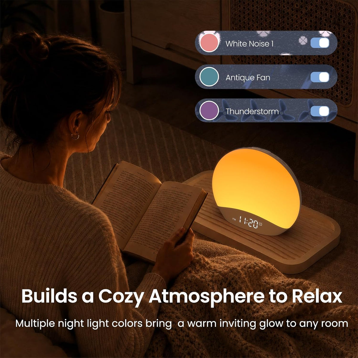 REACHER Smart Sunrise Alarm Clock with App Control and White Noise Machine