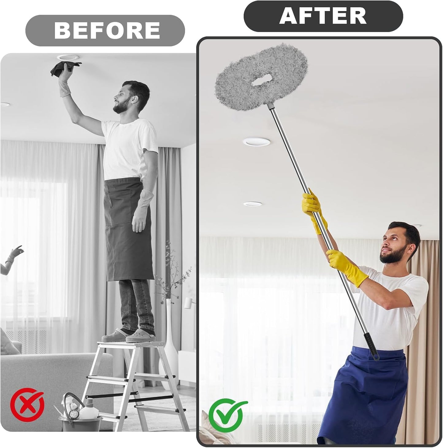 Storystore Ceiling Fan Cleaner Duster, Adjustable Microfiber Duster | 4.2FT Fan Cleaner with 13-50" Pole for Cleaning Fan Blades, Cobwebs, Walls, Doors and Windows, Brush for Dust Removal