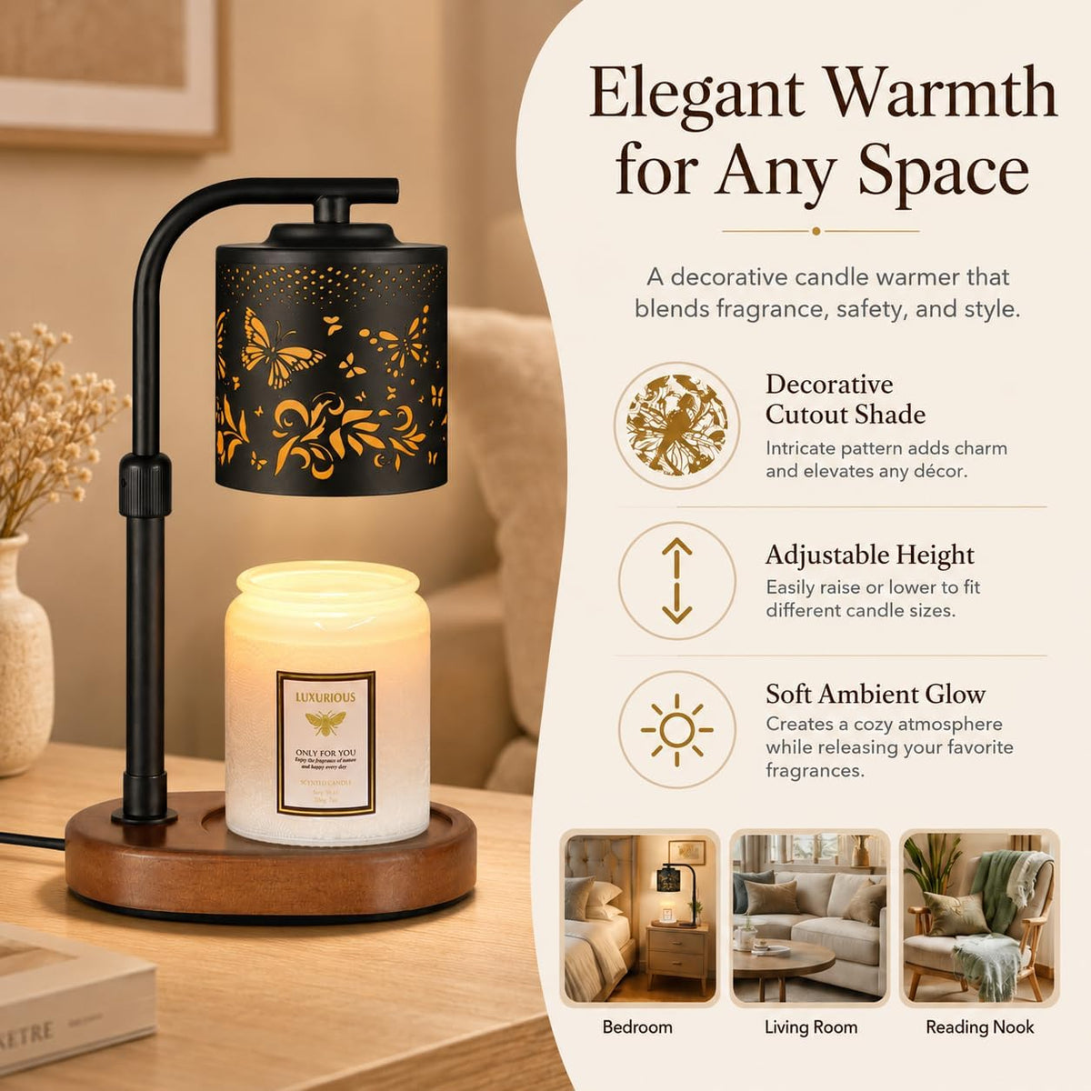 kobodon Candle Warmer Lamp with Timer Dragonfly Electric Candle Lamp Warmer