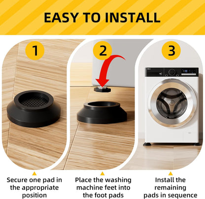 Anti Vibration Pads for Washing Machine 4 Pack, with Powerful Sucker Anti Vibration Pads Vibration Absorber,Washer and Dryer Stand, Noise Cancellation, Silicone Anti Slip Muffling Mat