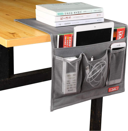 Zafit 5 Pockets Bedside Caddy, Bedside Storage Organizer for Water Bottles, Magazines, Phone, Glasses (5 Pockets-Grey)