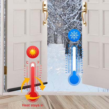 2 Pack Large Door Draft Stopper for Bottom of Doors 36 Inch Door Sweep Weather Stripping Noise Blocker Under Door Draft Noise Black Stoppers Adjustable Twin Door Sweep Draft (2 Pack)