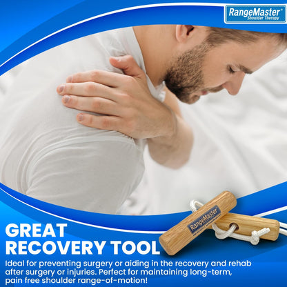 RangeMaster Econo Ranger Shoulder Pulley │ Physical Therapy Exercises │ Aids in Recovery and Rehabilitation │ Increases Mobility │ Wooden Handles for Comfort │ Web Strap Door Attachment