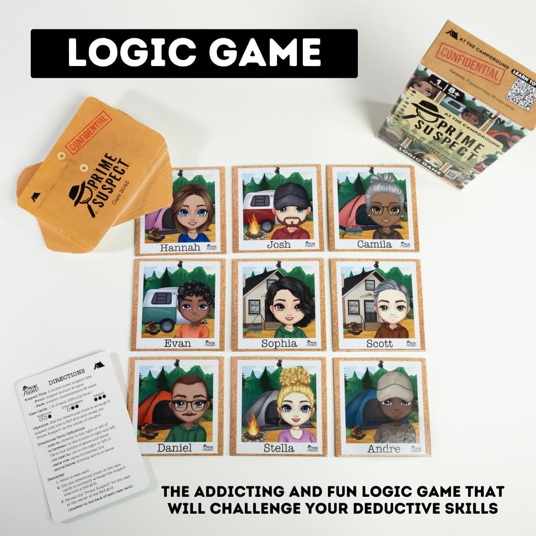 Prime Suspect Logic Game with 45 Case Cards | Single Player or Group Play | Ages 8+ | Compact Brain Teaser Game | Detective Game (Prime Suspect: Original)