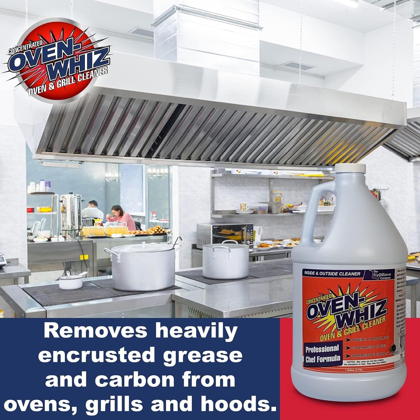 4 x 1 Gallon (512 Oz.) Oven-Whiz Oven & Grill Cleaner by FryOilSaver Co., Tough Stain Buildup, Grease & Food Burnt Eliminator for BBQ Grill, Ovens, Stainless Steel for Home Kitchen, Restaurant & Diner