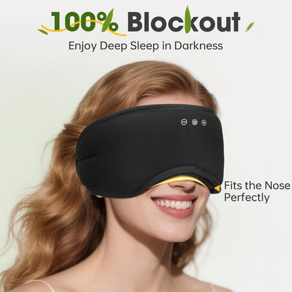Sleep Headphones with Bluetooth 5.4 Sleep Mask, Bamboo Cotton Music Wireless Bluetooth Eye Mask for Sleeping, Earphones HD Speaker Microphone for Travel