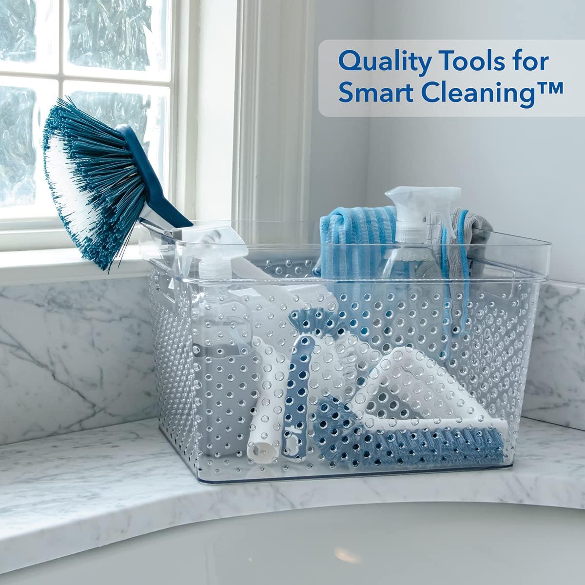 Unger 2-in-1 Grout and Corner Scrubber Brush Tool, Crevice Bathroom Cleaning Supplies for Showers, Door Tracks, Tile, and Bathtubs, Household 360-Degree Scrubbing Power