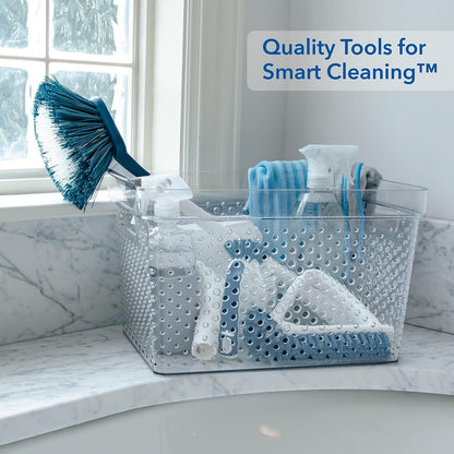 Unger 2-in-1 Grout and Corner Scrubber Brush Tool, Crevice Bathroom Cleaning Supplies for Showers, Door Tracks, Tile, and Bathtubs, Household 360-Degree Scrubbing Power