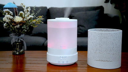 BlueHills 2500 ML Humidifier with Essential Oil Diffuser Combo Aroma Home Décor Design for Large Bed Bath Kids Baby Living Rooms Big Capacity LED Lights Scent Ultrasonic Cool Mist Wood Grain F006