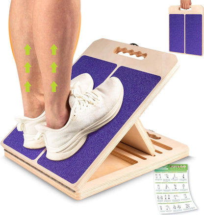 Slant Board Calf Stretching, 300 LBS Capacity Portable Wooden Incline Board