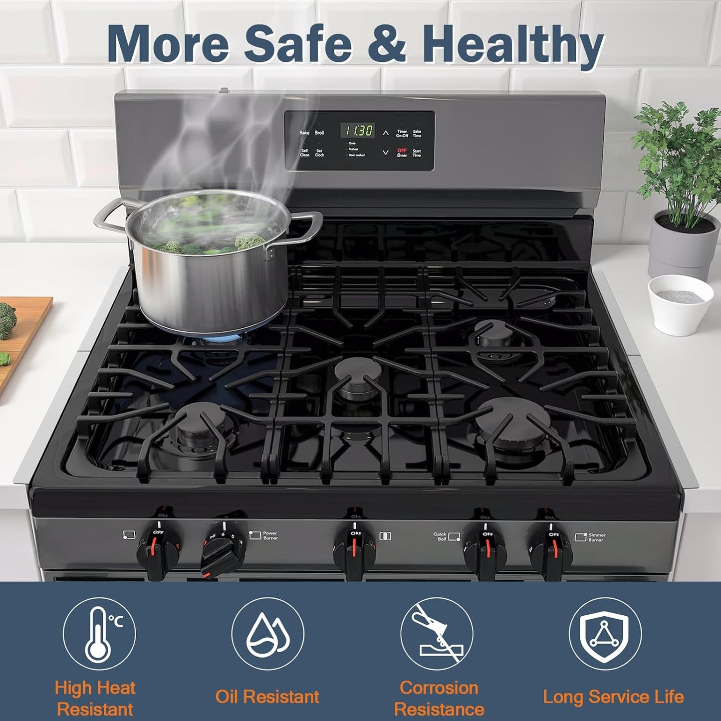 Stove Gap Covers Stainless Steel,2Pack Retractable Stove Gap Filler-Black | (13.8"–27.5" Length, 0.79" Width), Heat-Resistant Guard & Range Trim Kit Between Stove Top & Counter