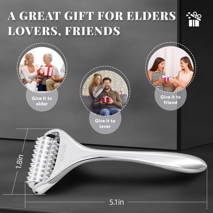 Acupuncture Massage Roller with Acupressure Spikes Roller Massager | Stainless Steel Massage Tool Face Roller, Back & Leg, Finger & Foot Roller, Spiky Massage Roller for Muscle Rolling Massage