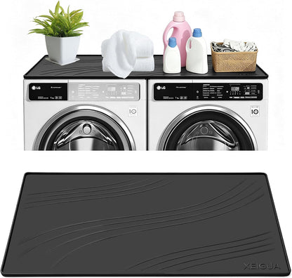 Washing Machine Pan, Drain Pan, Large 33×30/4 LBS Silicone Drain Pan, Waterproof Non-Slip Drip Tray with Raised Edge, Anti-Vibration Floor Leak Protector for Washer, Dryer and Laundry Room