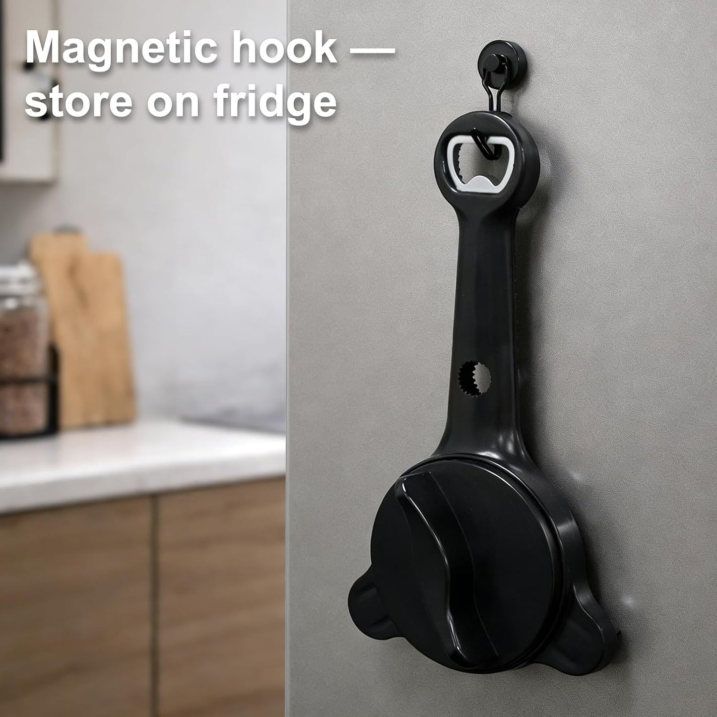 Jar Opener for Seniors, 4-in-1 Adjustable Lid Opener with Non-Slip Grip, Includes Magnetic Hook & Rubber Gripper, Suitable for Jars, Bottles and Beer Caps, Perfect for Arthritis and Weak Hands