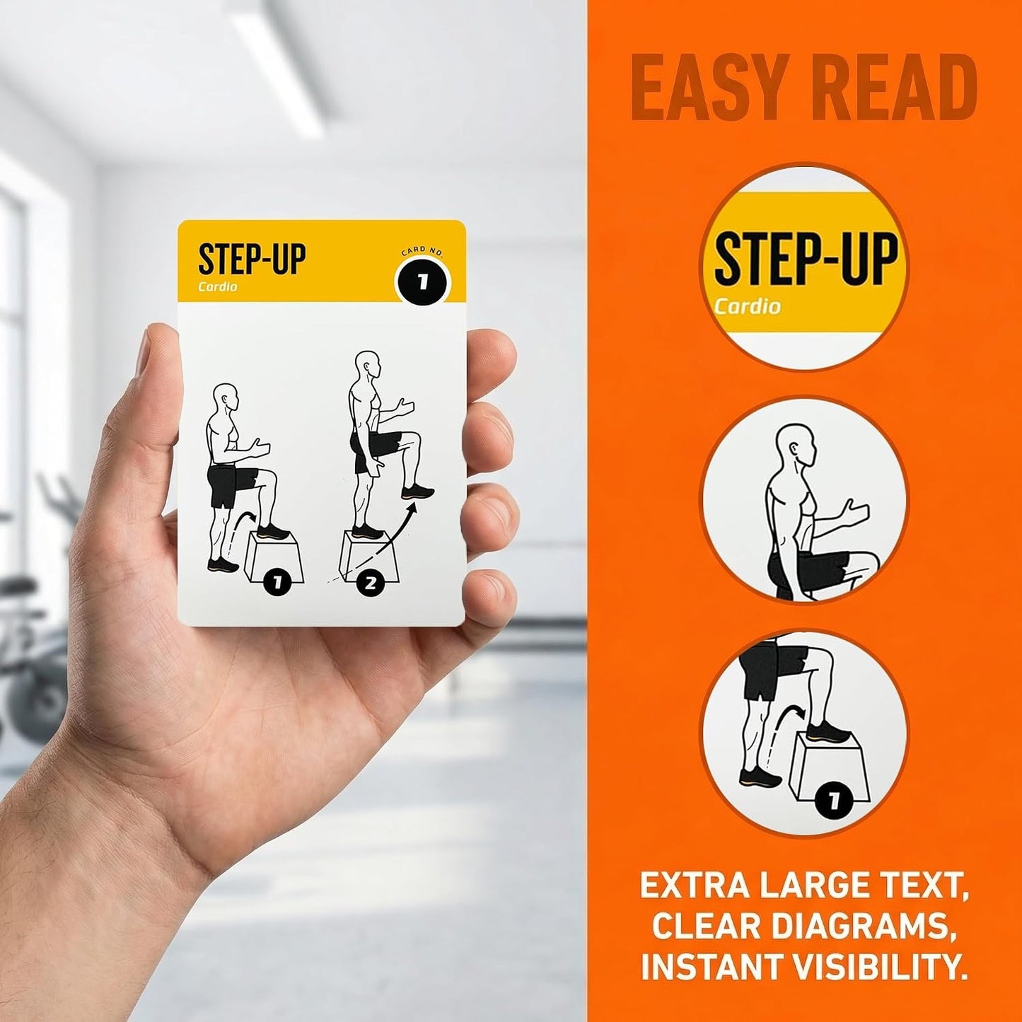 Bodyweight & Dumbbell Workout Cards - 100 Large 5"x3.5" Exercise Cards with 24 Strength Moves, Home & Gym Fitness Cards for Men & Women, Beginner Fitness Guide