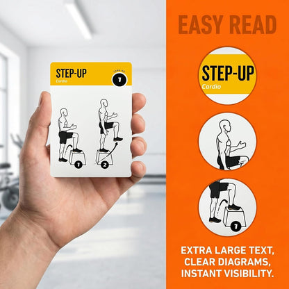 Bodyweight & Dumbbell Workout Cards - 100 Large 5"x3.5" Exercise Cards with 24 Strength Moves, Home & Gym Fitness Cards for Men & Women, Beginner Fitness Guide