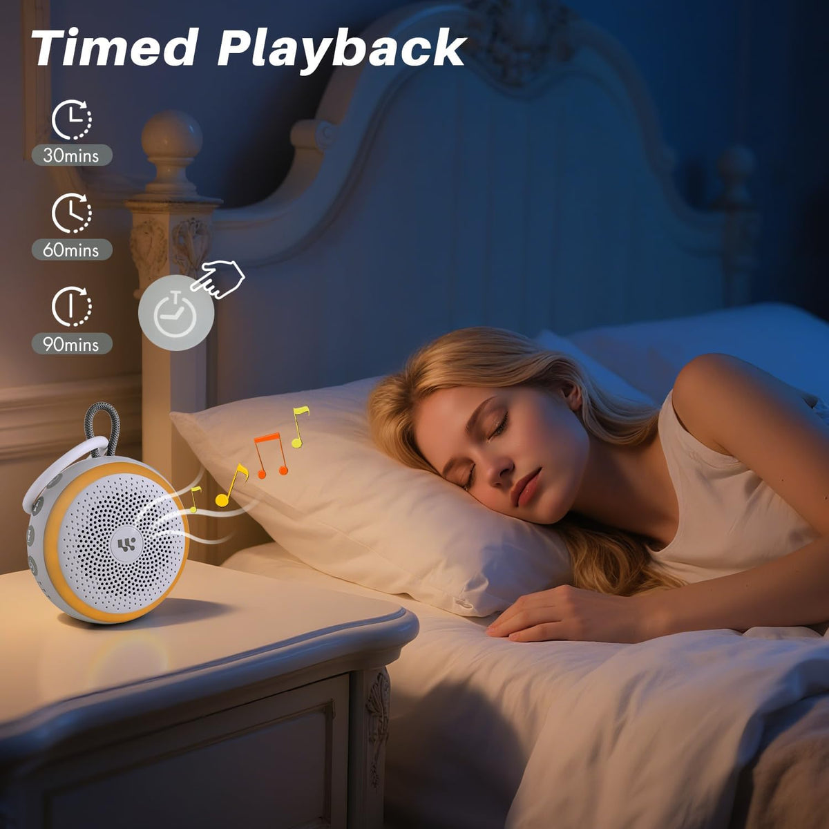 White Noise Machine - Portable Sound Machine for Baby Adult, 20 Non-looping Soothing Sound, Noise Canceling for Sleeping, Sound Therapy for Office Home, Travel, Registry Gift (White)