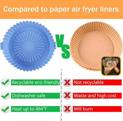 2 Pack Air Fryer Silicone Liners Basket Round, Apply to 1-3.5 QT Airfryer, Air Fryer Silicone Pot Bowl, Reusable Baking Tray Cooking Oven Accessories (Top 6.5in / Bottom 5.5in)