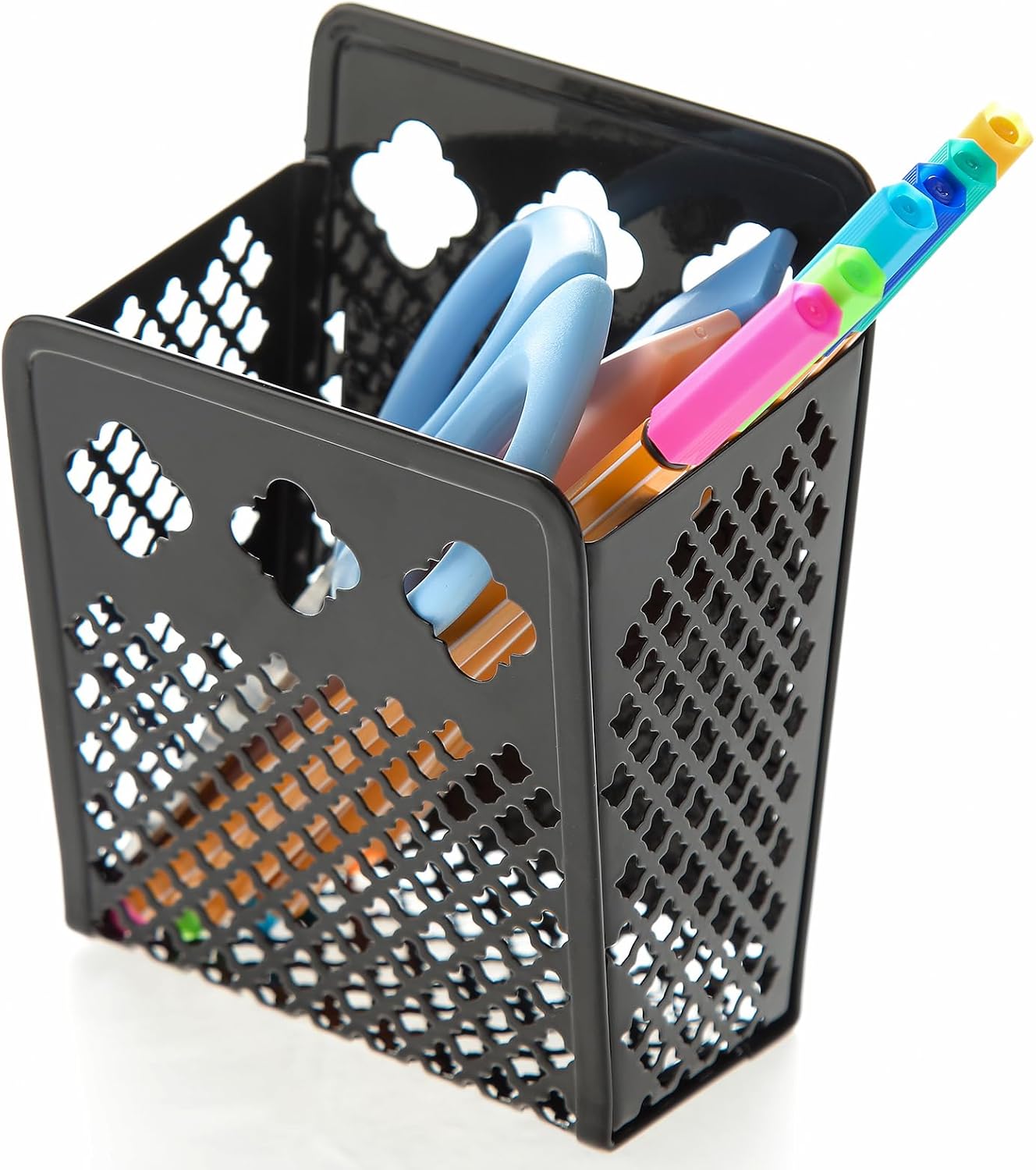 Magnetic Pen Holder, Mesh Metal Strong Magnet Dry Erase Marker Holder Pencil Organizer Small Items Basket for Refrigerator, Whiteboard, Locker Accessories-Pink, Pack of 1, Blush, New-Z008