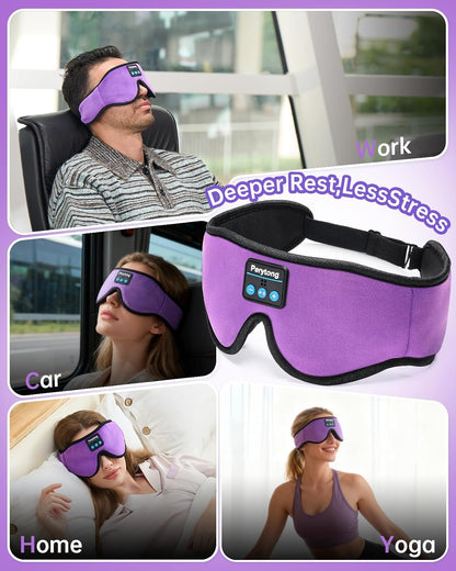 Perytong Sleep Mask with Bluetooth 5.4 Headphones, Wireless Music Sleep Eye Mask for Side Sleepers, 3D Contoured Comfort & Built-in HD Stereo Earphones, Blackout for Travel (Peach Pink)