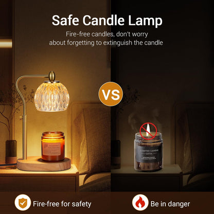 Candle Lamp with Timer & Dimmer - Height Adjustable for Scented Candles, with 2 * 50W Bulbs - Home Decor Gift for Mothers Day (Black)