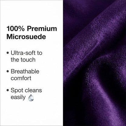 Deluxe Comfort Microsuede Bed Rest - Reading and Bedrest Lounger - Sitting Supprt Pillow - Soft But Firmly Stuffed Fiberfill - Backrest Pillow With Arms, Light Purple