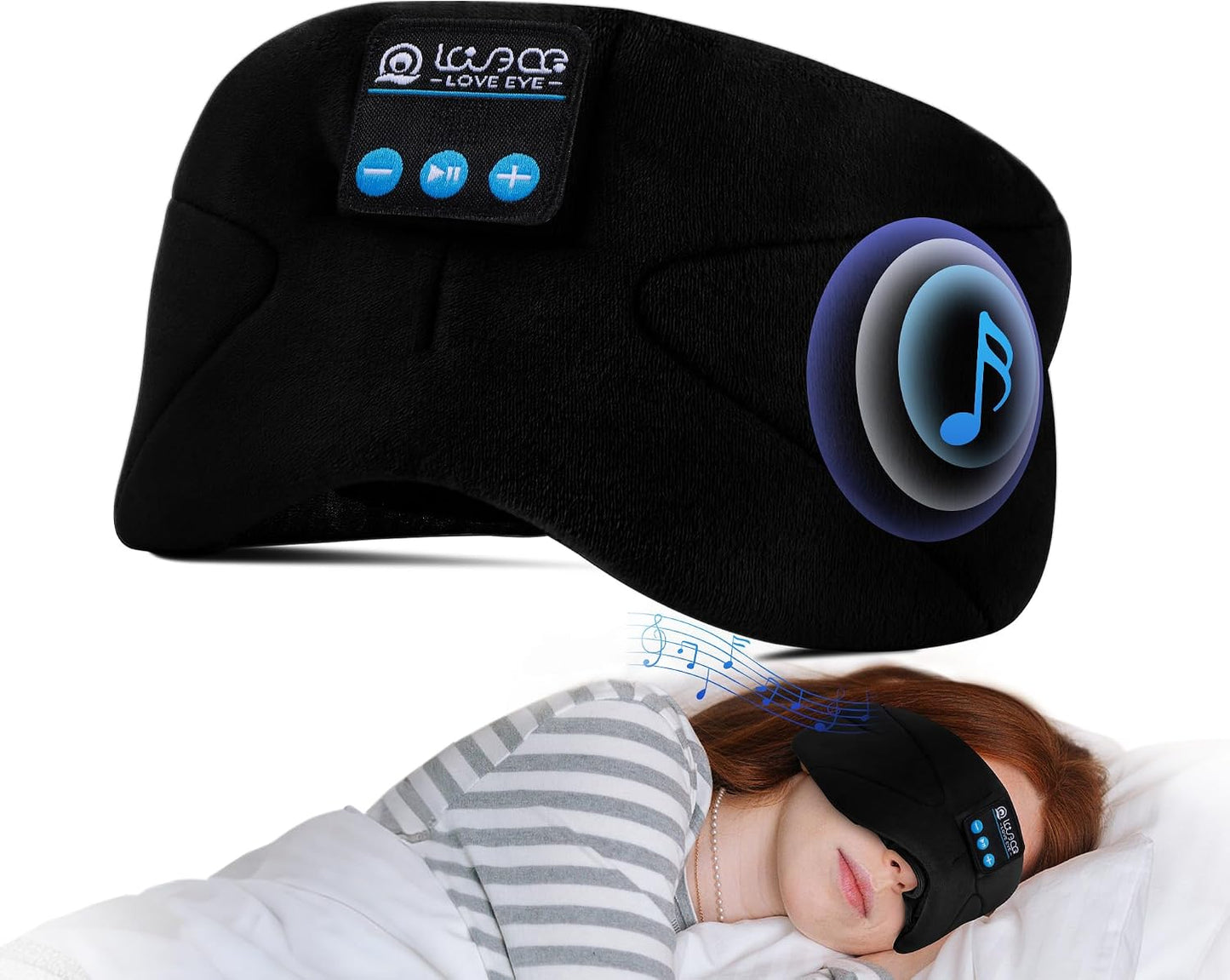 LOVE EYE Sleep Headphones Bluetooth 5.4 Sleeping Eye Mask Wireless Music Earphones with Built-in HD Speakers for Side Sleepers Cotton Sleeping Headphones for Women Men Gifts (Lavender Purple)