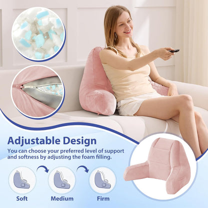 IASEAHK Reading Pillow, Back Pillow for Bed Sitting Up, Light Grey, 18 Inch