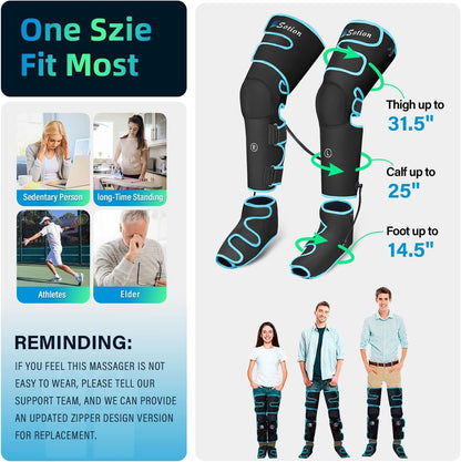 Leg Massager with Air Compression & Heat, Calf & Foot Massager for Circulation and Pain, Compression Boots with Video Wearing Guide, Update Controller with 6 Modes & 3 Heating Levels, Gift for Mom