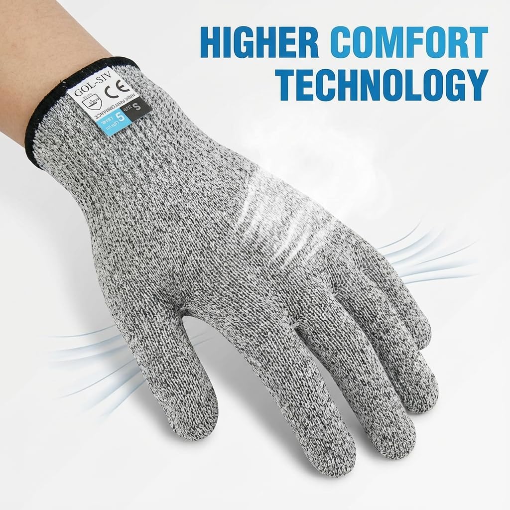A5 Cut Resistant Gloves, Level 5 Protection, Safety Work Gloves for Kitchen Cutting, Oyster Shucking, Wood Carving, Meat Cutting, Fish Handling, Pink, XL