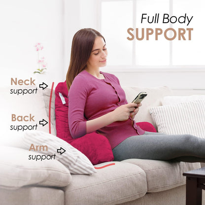 Nestl Reading Pillow with Shredded Memory Foam, Designed for Sitting Up in Bed and Couch, Back and Arms Adjustable Support for Adult & Teens Backrest Pillows for Reading, with Washable Cover Dark Grey